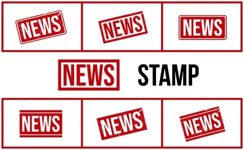 News Rubber Stamp Set Vector Stock Illustration