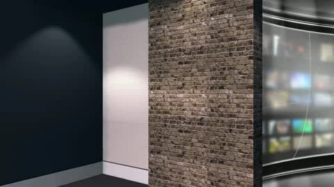 News Studio 2 - Virtual Green Screen News Background With Left Animated Monitor Stock Footage 22204576