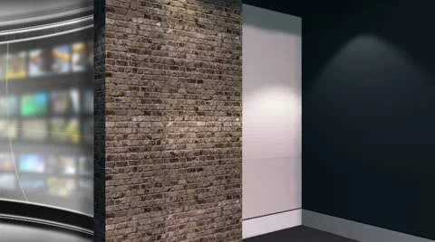 News Studio 2 - Virtual Green Screen News Background With Left Animated Monitor Stock Footage 22205609