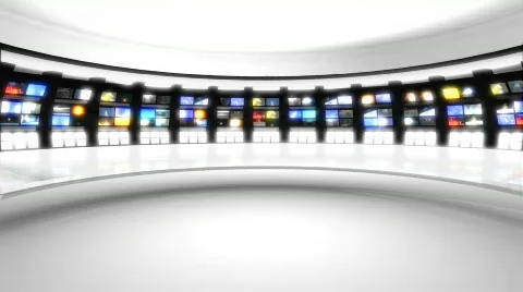 News Studio 9 - Virtual Green Screen News Background White Stock Footage 815786
