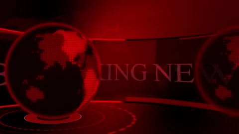 News studio background with digital globes, world map dots and circular tec.. Stock Footage 334764923