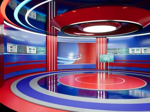 News studio with display 库存插图