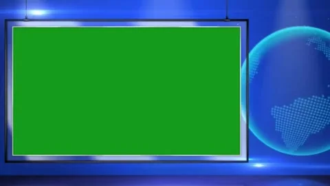 News studio green screen with global graphics motion. Stock Footage 336332284