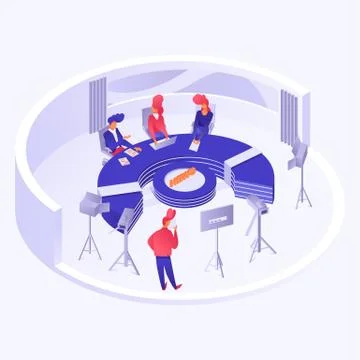 News studio isometric Stock Illustration