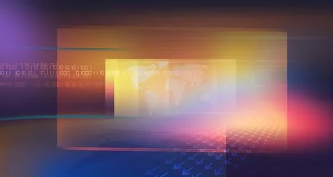 News studio space with worldmap on flat screen concept series Stock Illustration