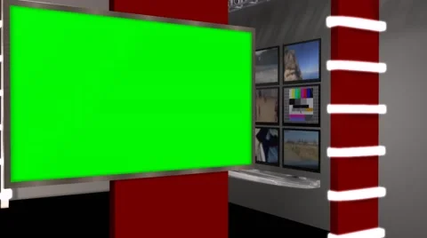 News Studio - Virtual Studio - green screen Stock-Footage 47840948