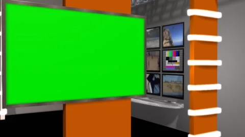News Studio - Virtual Studio - green screen Stock-Footage 47840974
