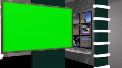 News Studio - Virtual Studio - green screen Stock-Footage 47841014