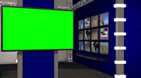 News Studio - Virtual Studio - green screen Stock-Footage 47863055