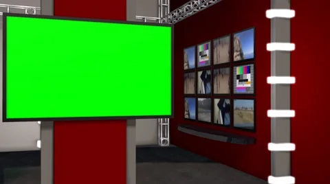 News Studio - Virtual Studio - green screen Stock-Footage 47863056