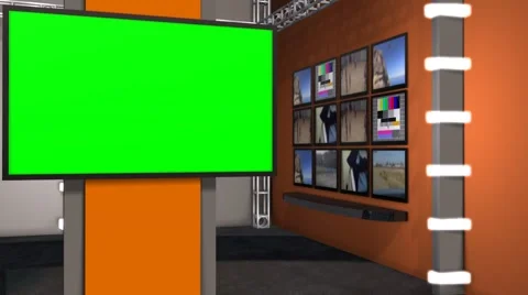 News Studio - Virtual Studio - green screen Stock-Footage 47863061
