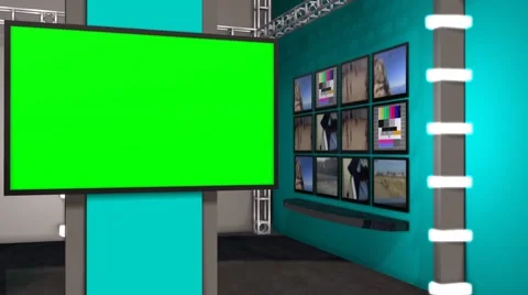 News Studio - Virtual Studio - green screen Stock-Footage 47863066