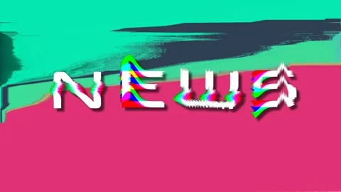 NEWS text with 3d glitch effect, loop Stockbeeldmateriaal 119190323