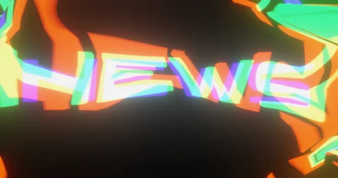 "NEWS" Text Glitch Effect Animation Stock Footage 254916684