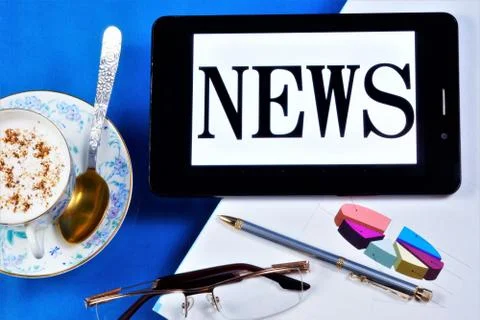News text message on your tablet PC. Information-interesting socio-political Stock Photos