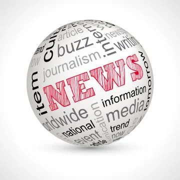 News theme sphere with keywords Stock Illustration