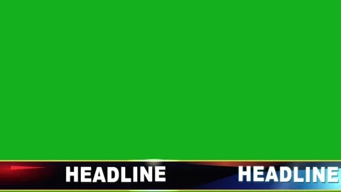 News Ticker Lower Third with Scrolling Headline Text on Green Screen Chroma Key 動画素材 347263445