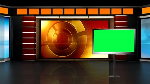 News TV Studio Set 01 - Virtual Green Sc... | Stock Video | Pond5