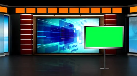 News TV Studio Set 02- Virtual Green Scr... | Stock Video | Pond5