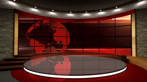 News TV Studio Set 06 - Virtual Green Sc... | Stock Video | Pond5