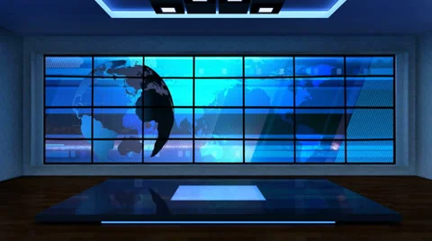 News TV Studio Set 08 - Virtual Green Screen Background Loop Stock Footage 38295295