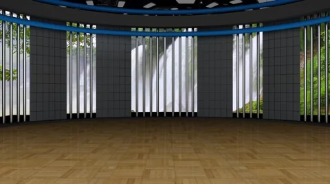 News TV Studio Set 133 - Virtual Green S... | Stock Video | Pond5