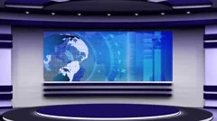 124 HD News TV Virtual Studio Green Scre, Stock Video