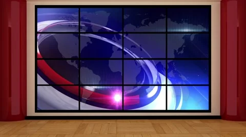 News TV Studio Set 140 - Virtual Green S... | Stock Video | Pond5