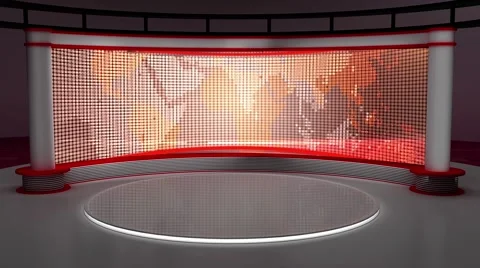 News TV Studio Set 147-Virtual Green Scr... | Stock Video | Pond5