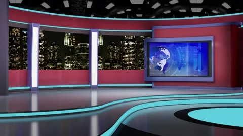 News TV Studio Set 148 - Virtual Green Screen Background Loop Stock Footage