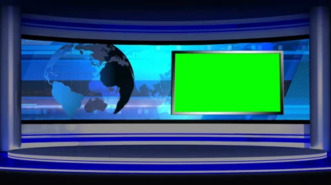 News TV Studio Set 15 - Virtual Green Sc... | Stock Video | Pond5