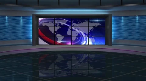 News TV Studio Set 150 - Virtual Green S... | Stock Video | Pond5