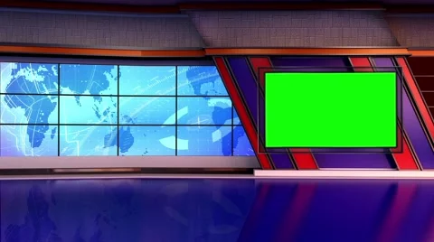 News TV Studio Set 151-Virtual Green Scr... | Stock Video | Pond5