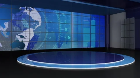 News TV Studio Set 155-Virtual Green Scr... | Stock Video | Pond5