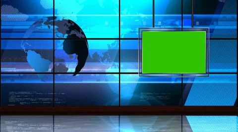 News TV Studio Set 18 - Virtual Green Sc... | Stock Video | Pond5