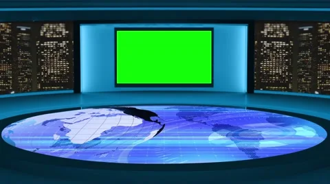 News Tv Studio Set 220- Virtual Green Sc 