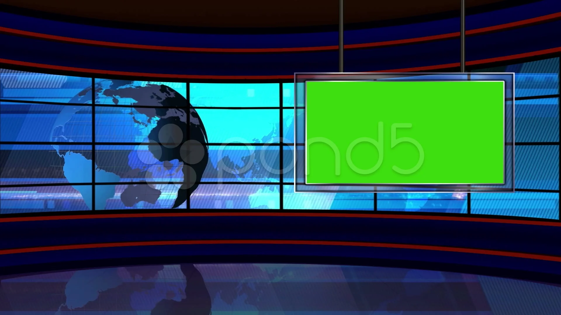 News Tv Studio Set 23 Virtual Green Sc Stock Video Pond5