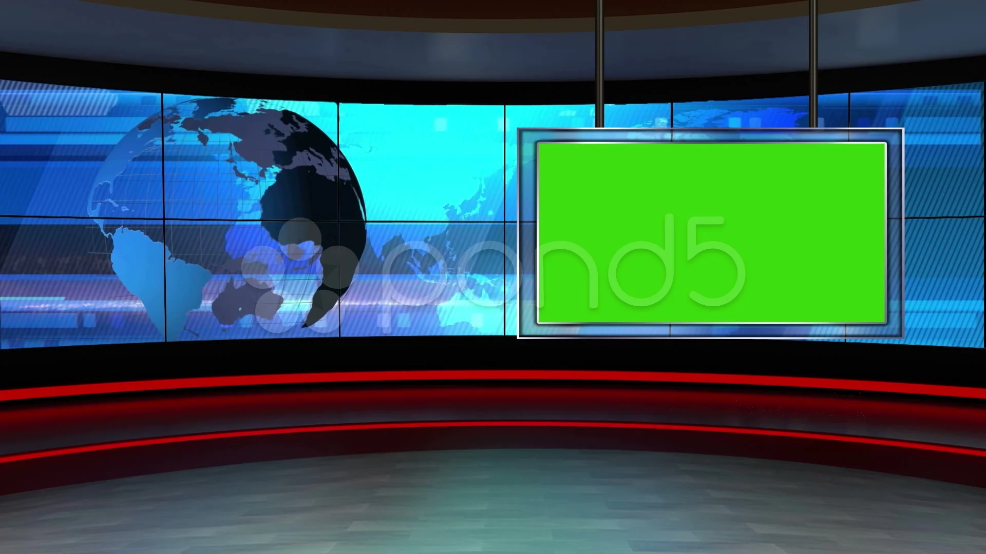 News Tv Studio Set 24 Virtual Green Sc Stock Video Pond5