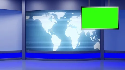 News TV Studio Set 243- Virtual Green Sc... | Stock Video | Pond5