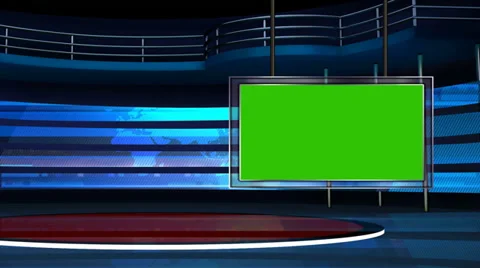 News TV Studio Set 25 - Virtual Green Sc... | Stock Video | Pond5