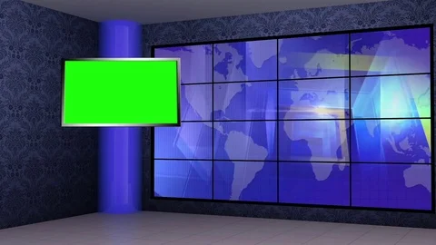 News TV Studio Set 272 Virtual Green S... | Stock Video | Pond5