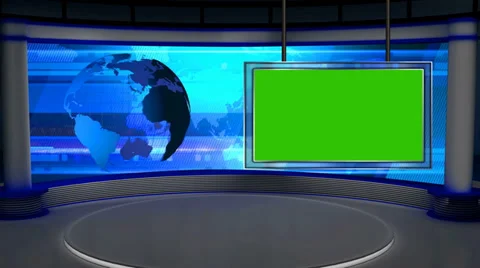 News TV Studio Set 28 - Virtual Green Sc... | Stock Video | Pond5