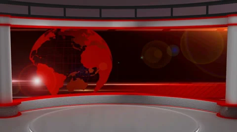 News TV Studio Set 29 - Virtual Green Screen Background Loop Stock Footage
