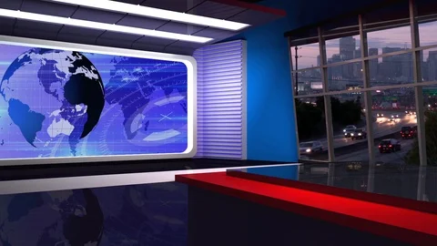 News TV Studio Set 314- Virtual Green Sc... | Stock Video | Pond5