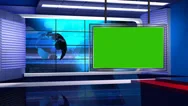 News Tv Studio Set 32-Virtual Green Screen Background Loop Stock Footage