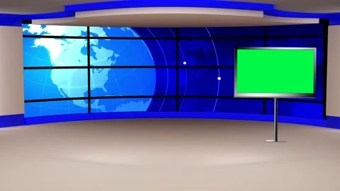 News TV Studio Set 322- Virtual Green Sc... | Stock Video | Pond5