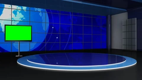 News TV Studio set 329-Virtual Green Scr... | Stock Video | Pond5