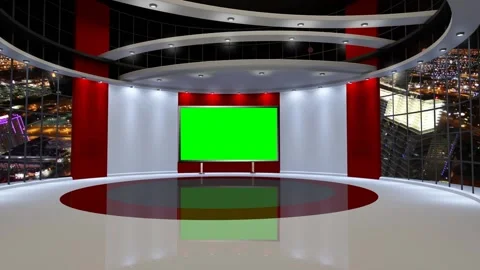 News TV Studio set 330-Virtual Green Scr... | Stock Video | Pond5