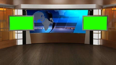 News TV Studio Set 340 Virtual Green Scr... | Stock Video | Pond5