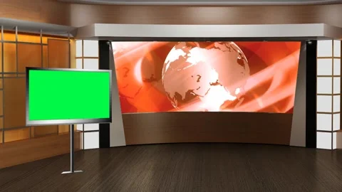 News TV Studio Set 342 Virtual Green Scr... | Stock Video | Pond5